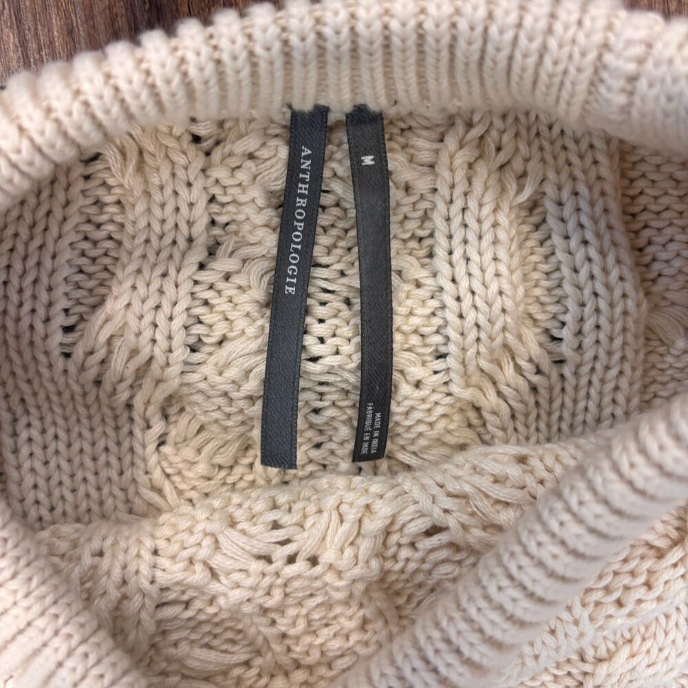 Anthropologie Delphine Sweater Twofer Mini Dress Eggnog Cable Knit Pleated M - Picture 5 of 9